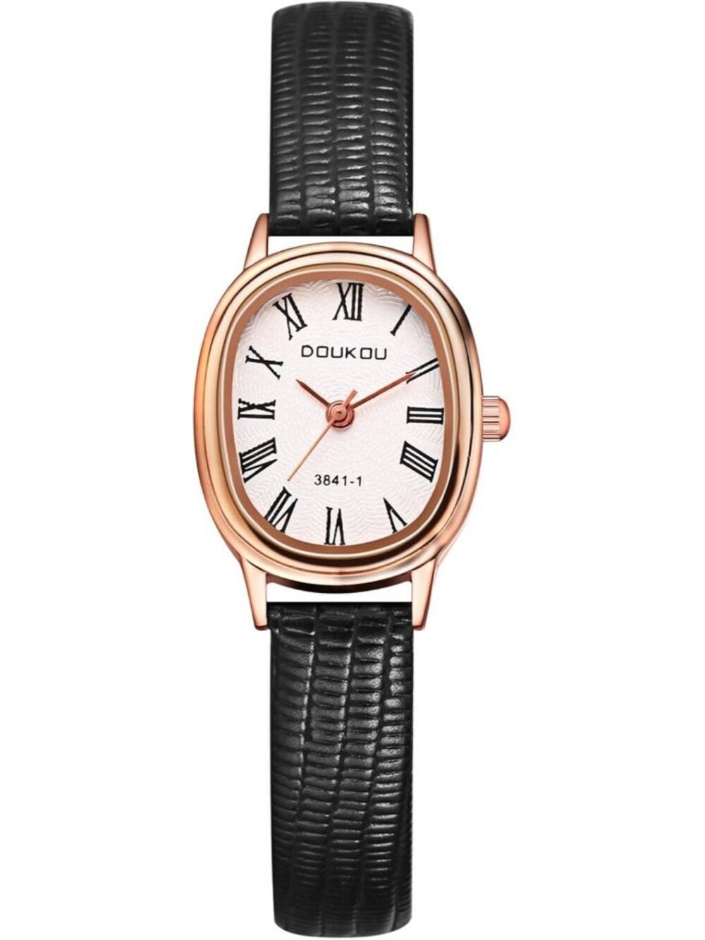 Women's Black Analog Quartz Leather Simple Petite Oval Classic Casual Watch